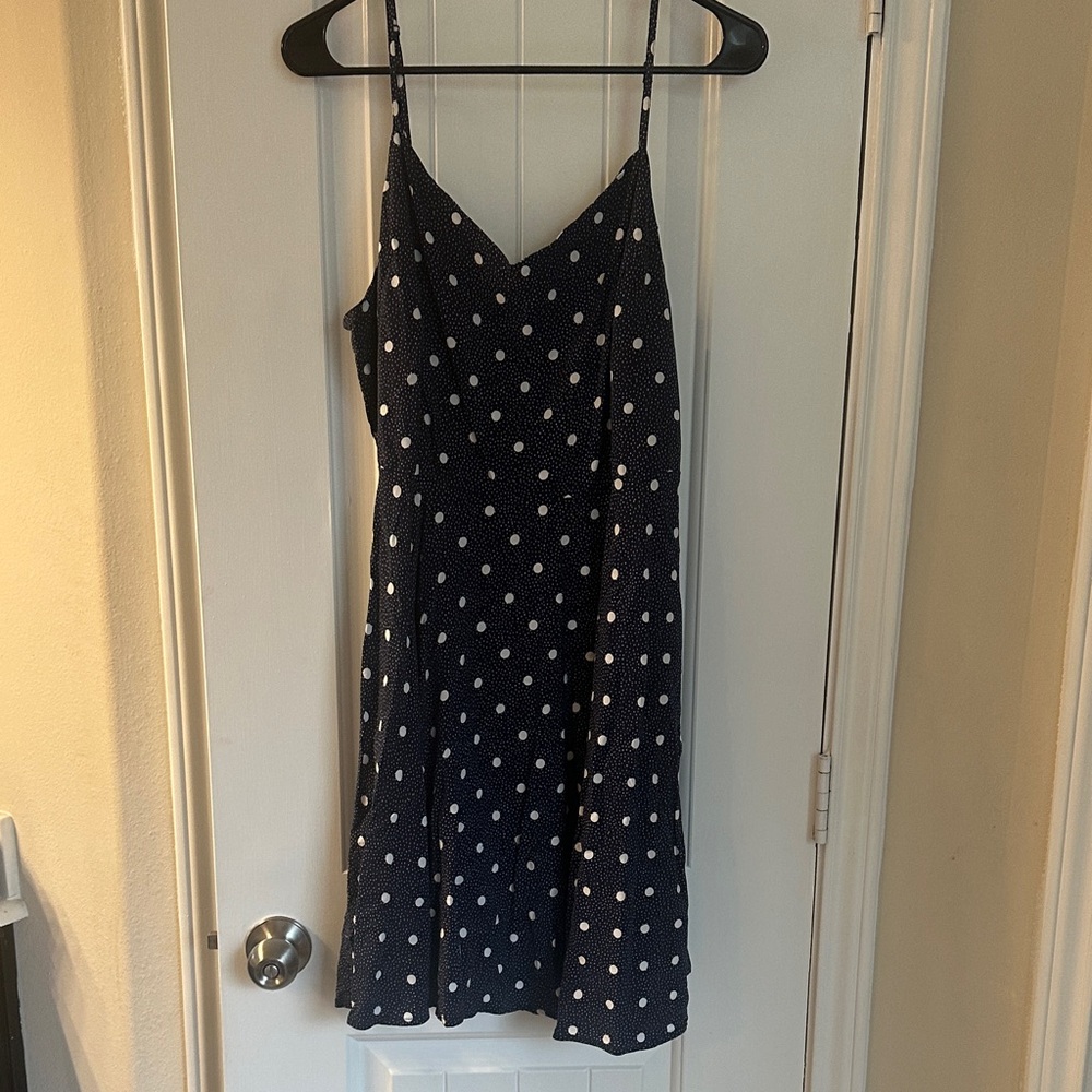 Old Navy Navy and White Polka Dot Midi Dress